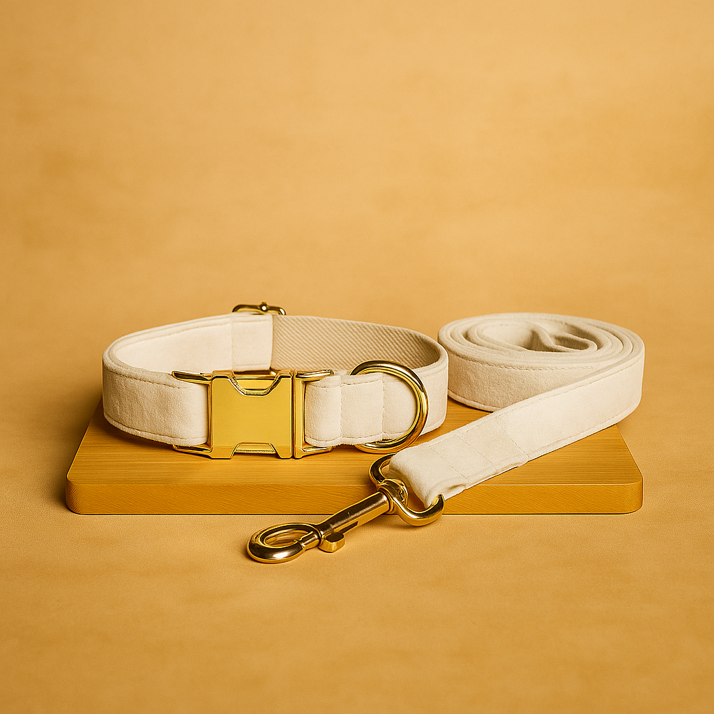 Milky White Velvet Hundehalsband mit Metall-Schnalle – elegant, bequem & verstellbar