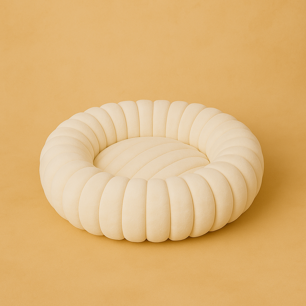 Plüsch Haustierbett aus Kaninchenfell-Imitat – Rundes Winterbett für Hunde & Katzen - Nest & Nuzzle