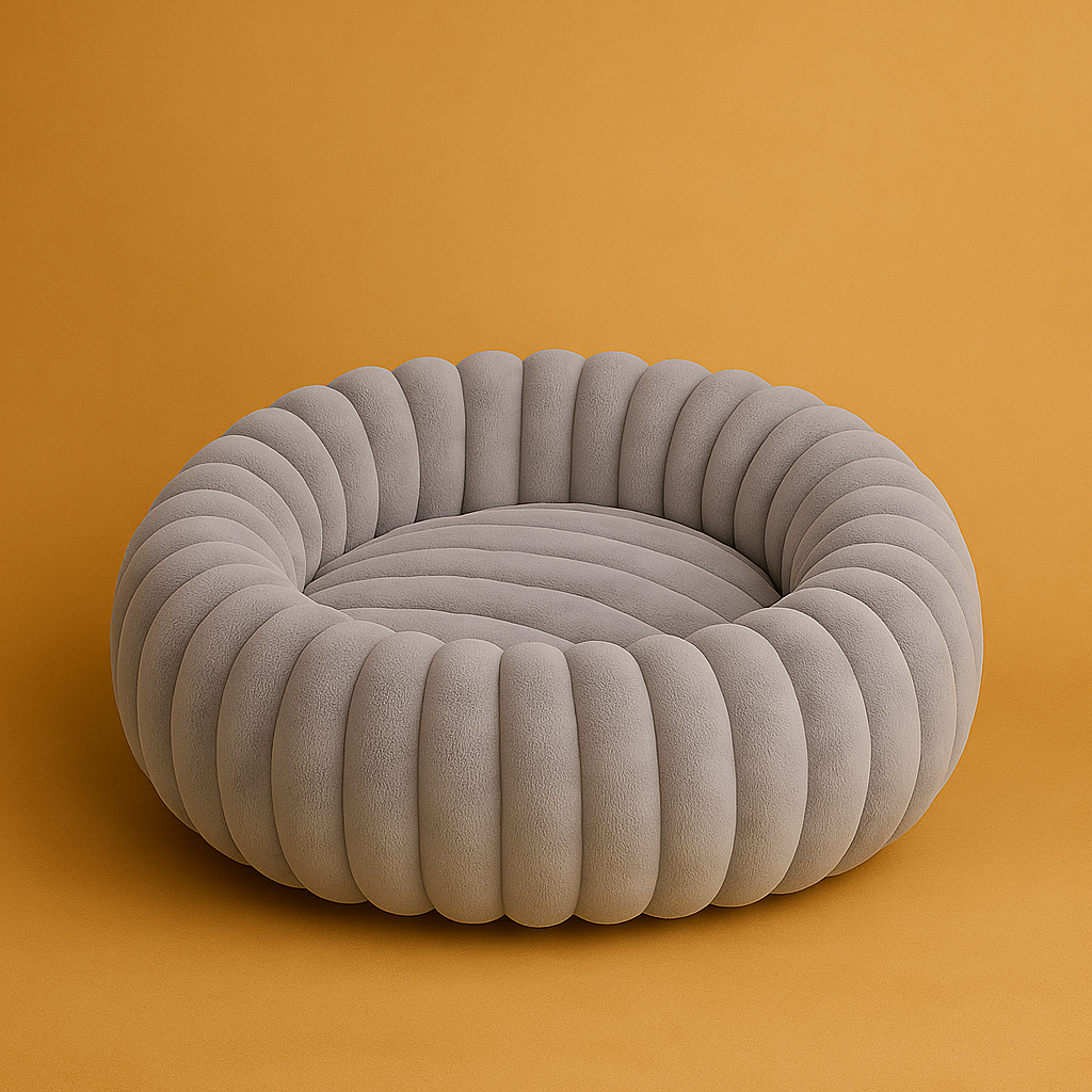 Plüsch Haustierbett aus Kaninchenfell-Imitat – Rundes Winterbett für Hunde & Katzen - Nest & Nuzzle