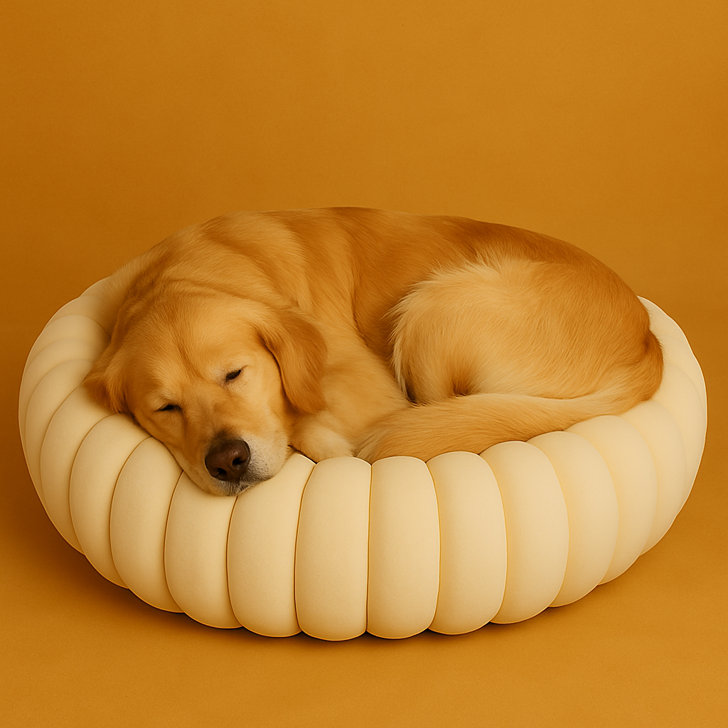 Plüsch Haustierbett aus Kaninchenfell-Imitat – Rundes Winterbett für Hunde & Katzen - Nest & Nuzzle