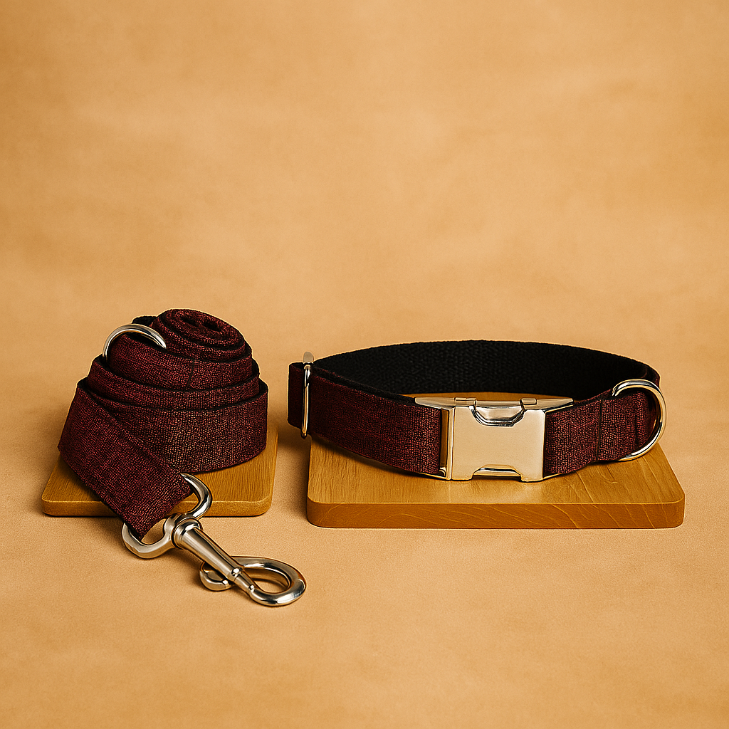 Rotes Canvas Hundehalsband mit Metallverschluss – stylisch, robust und bequem