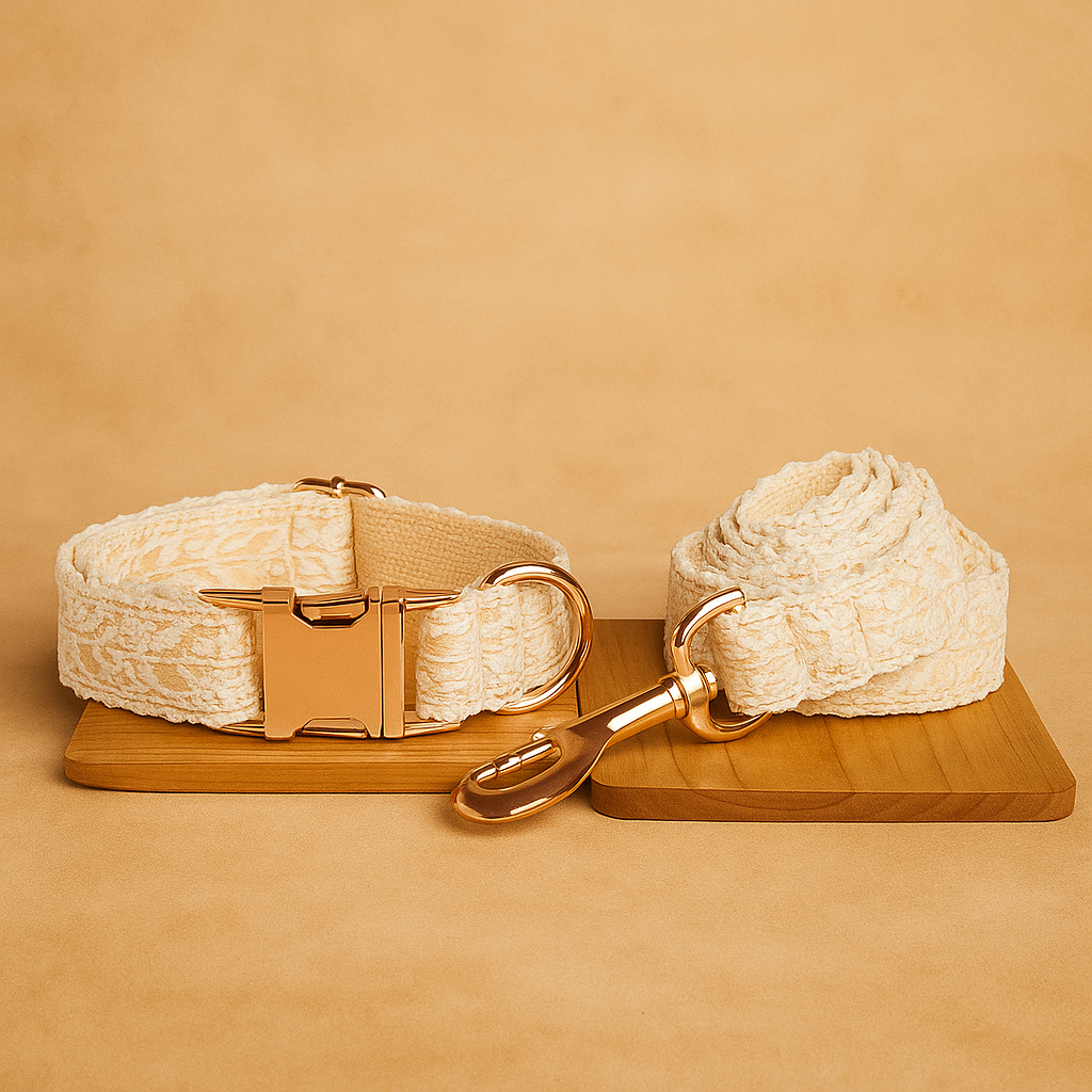 legantes Leaf Lace Pet Collar mit Schleife & Metallverschluss - Nest & Nuzzle