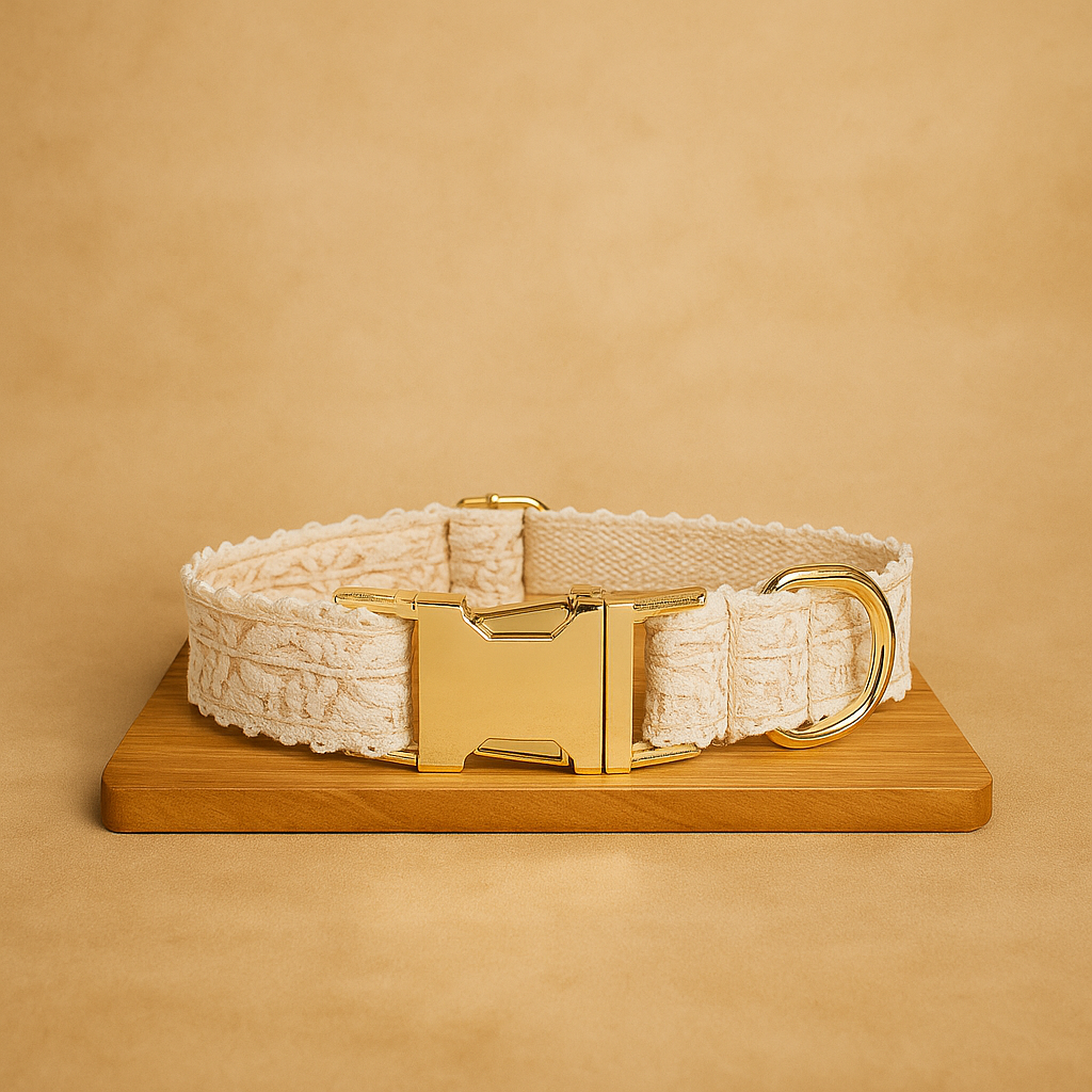 legantes Leaf Lace Pet Collar mit Schleife & Metallverschluss